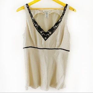 Nine West Sleeveless Polka Dot Silk Top Size 10